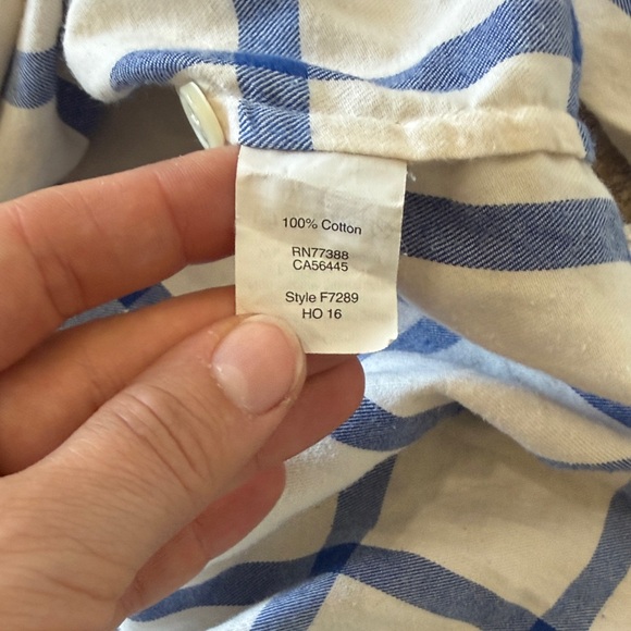 J. Crew Factory Blue and Cream Plaid Women's Button Down Shirt - Picture 3 of 3